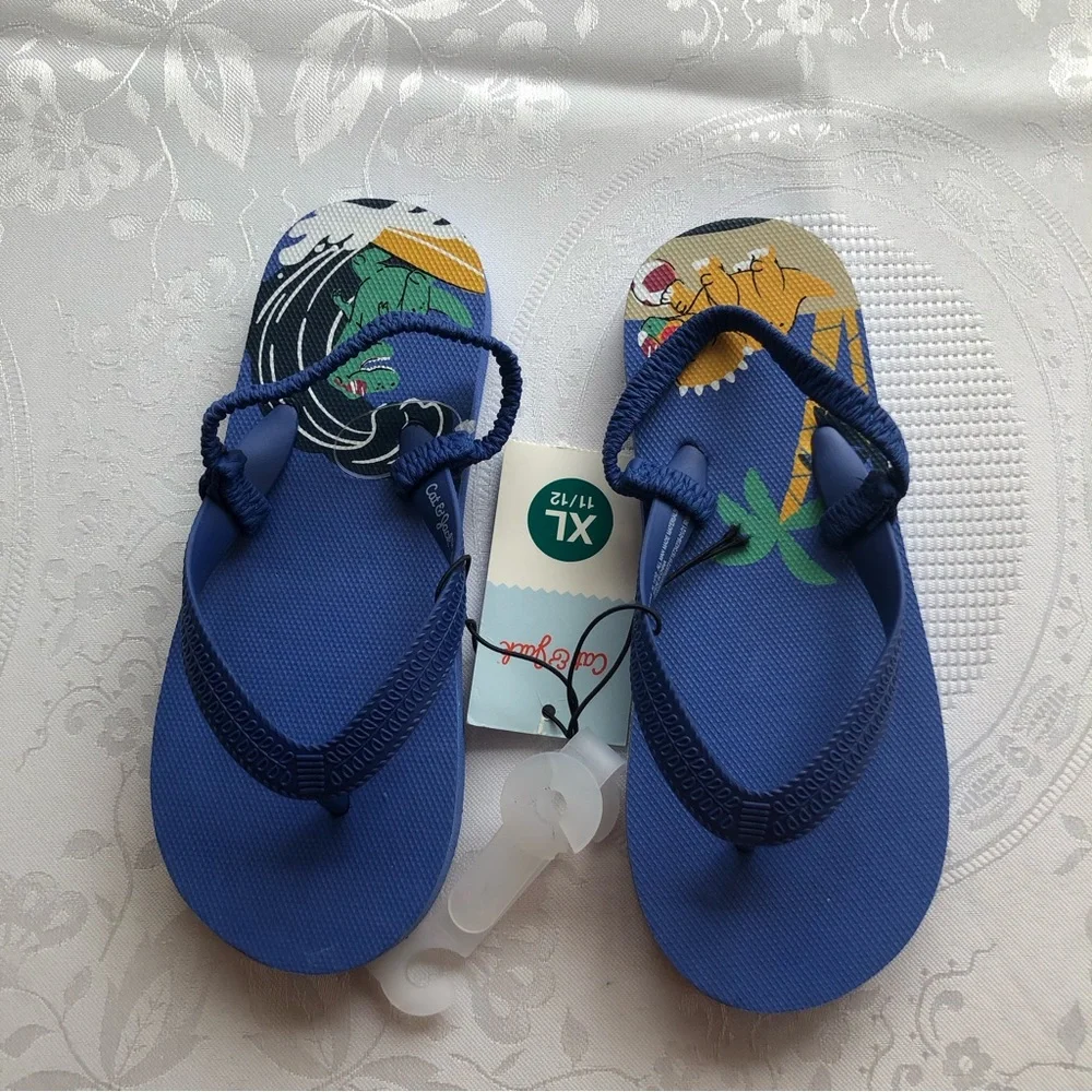 Cat & Jack Toddlers Boys Size XL (11/12) Navy Blue Flip Flops Shoes NWT Sandals